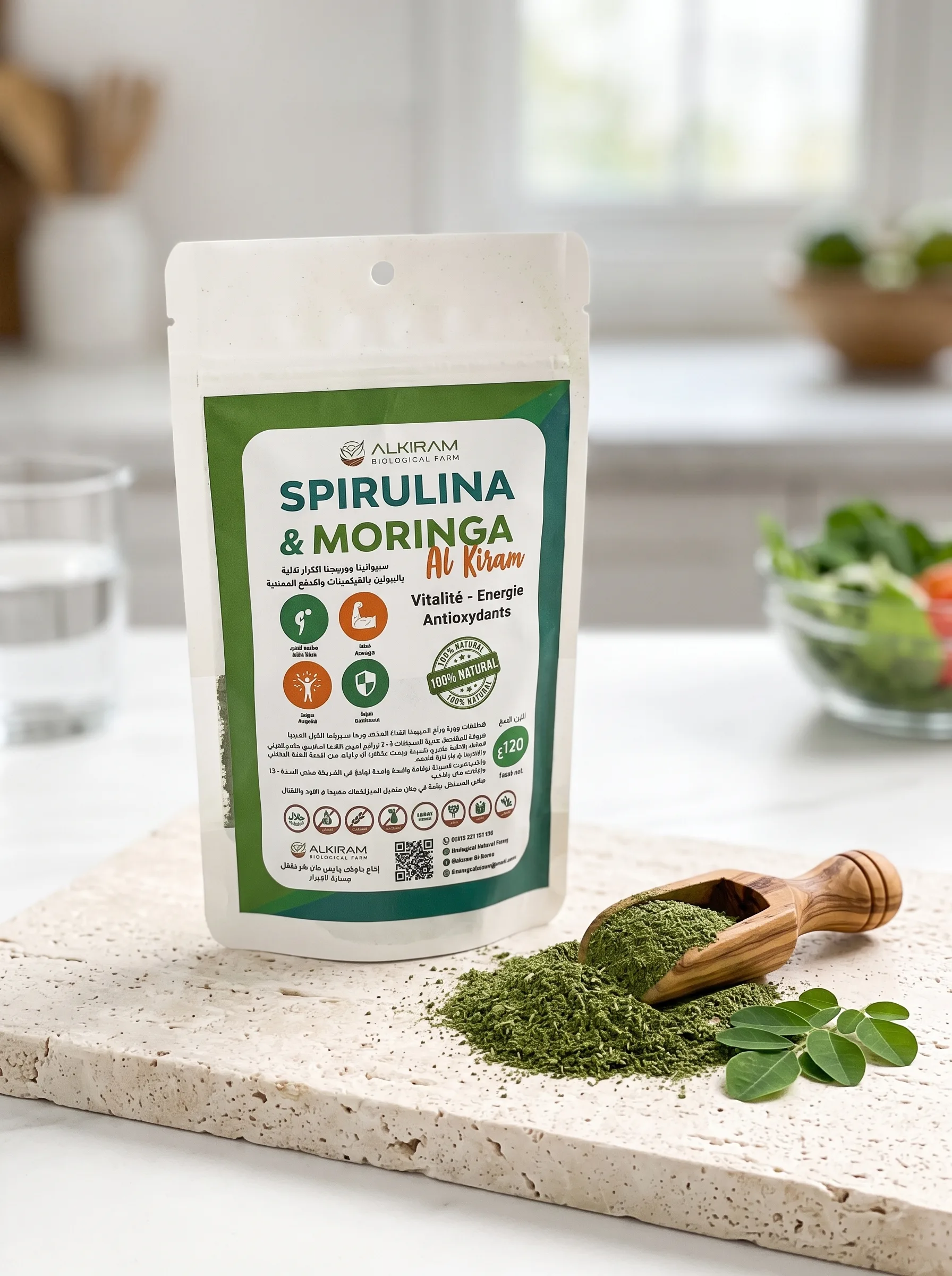 Spirulina Moringa ALKIRAM 120g (powder)